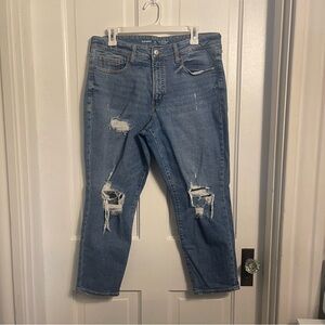 Old Navy High Rise OG Straight Distressed Ankle Jeans Size 12 Petite